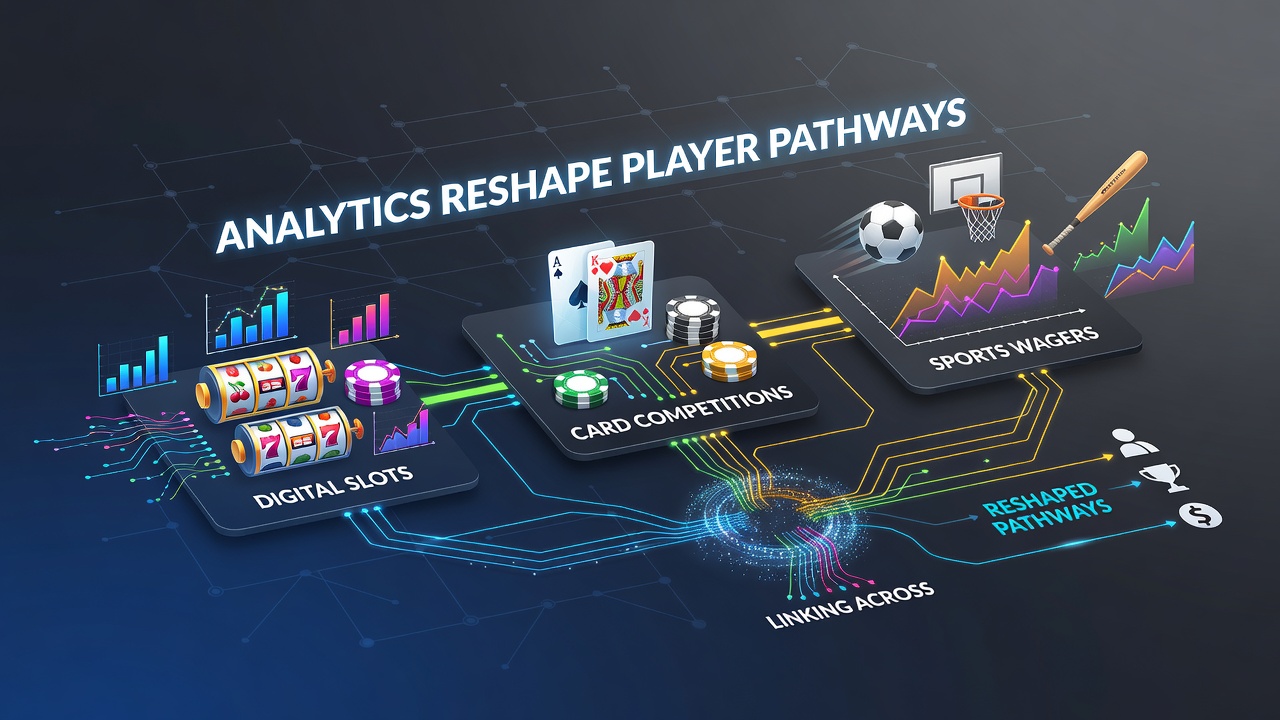 Player interface showing seamless transition prompts between slots, poker tournaments, and sports betting options