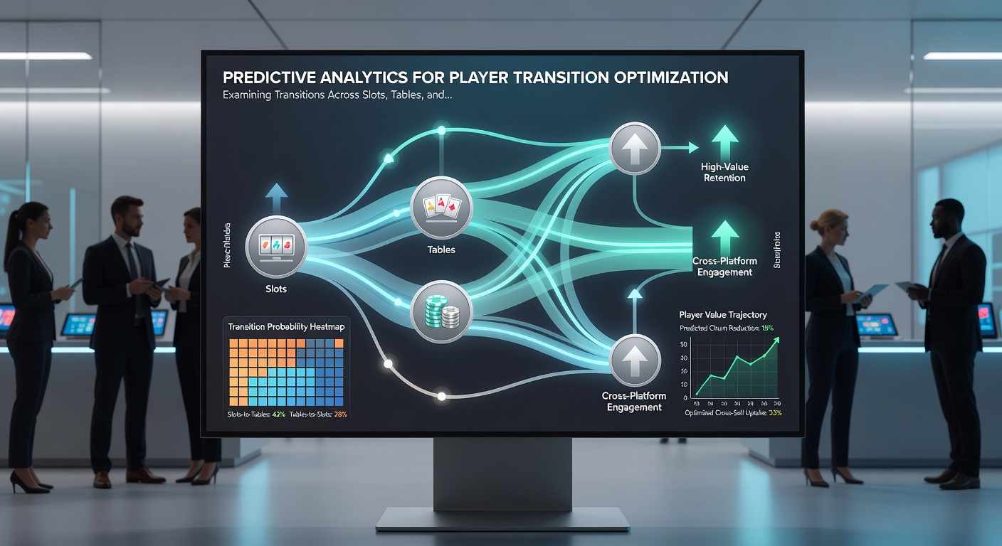 Casino floor and mobile app interface illustrating cross-game player flow analytics
