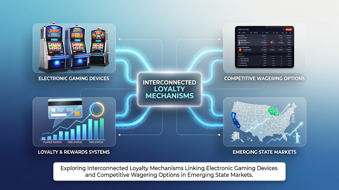 Electronic gaming devices and sports wagering terminals connected through shared loyalty platforms in a modern casino setting