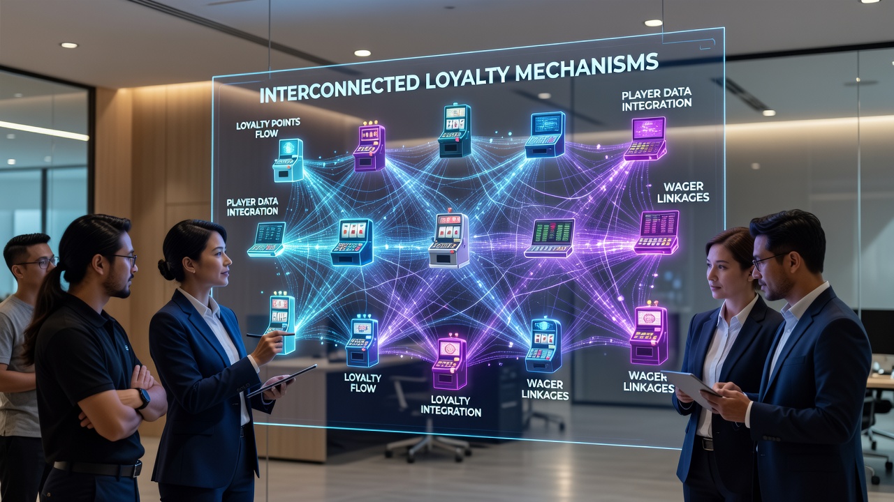 Player using a mobile app to track loyalty points across slots and sports betting options in an emerging market casino