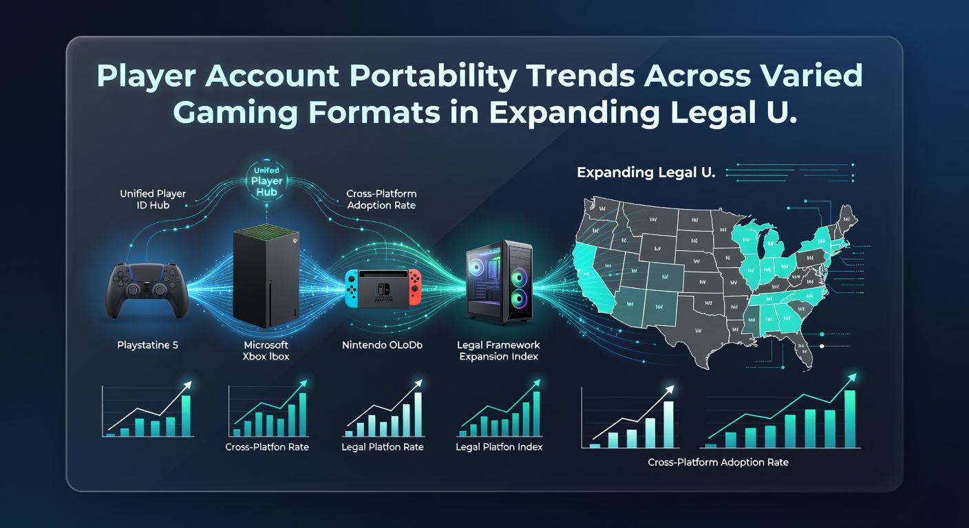 Illustration showing player accounts moving between different gaming platforms in US markets