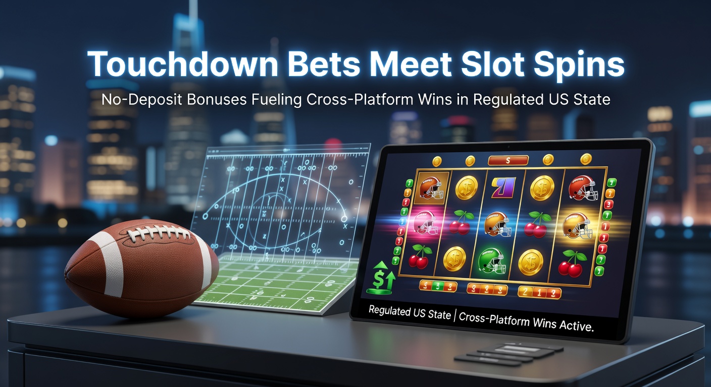 Player dashboard showing active no-deposit bonus balance split between NFL touchdown bets and slot games on a mobile device