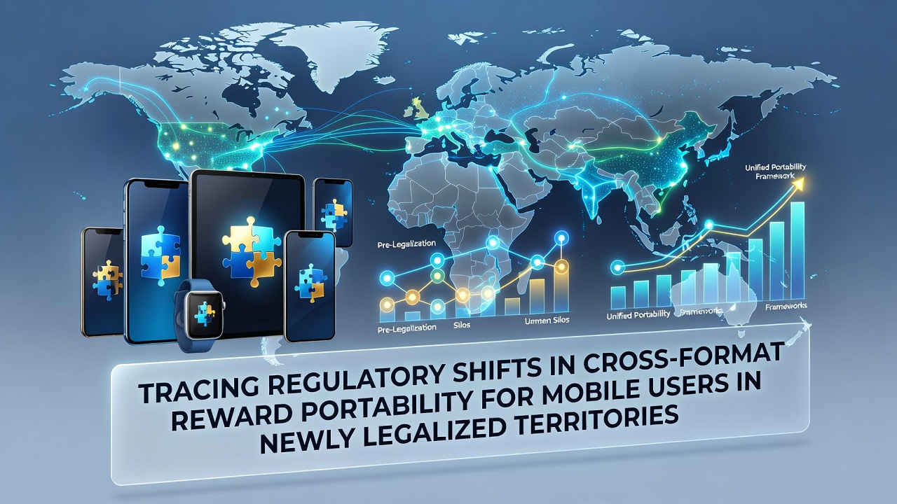 Regulatory framework diagram showing mobile reward portability across gaming formats in emerging legal markets